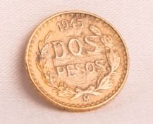 Gold coin 1 Pesos, 1945 M.