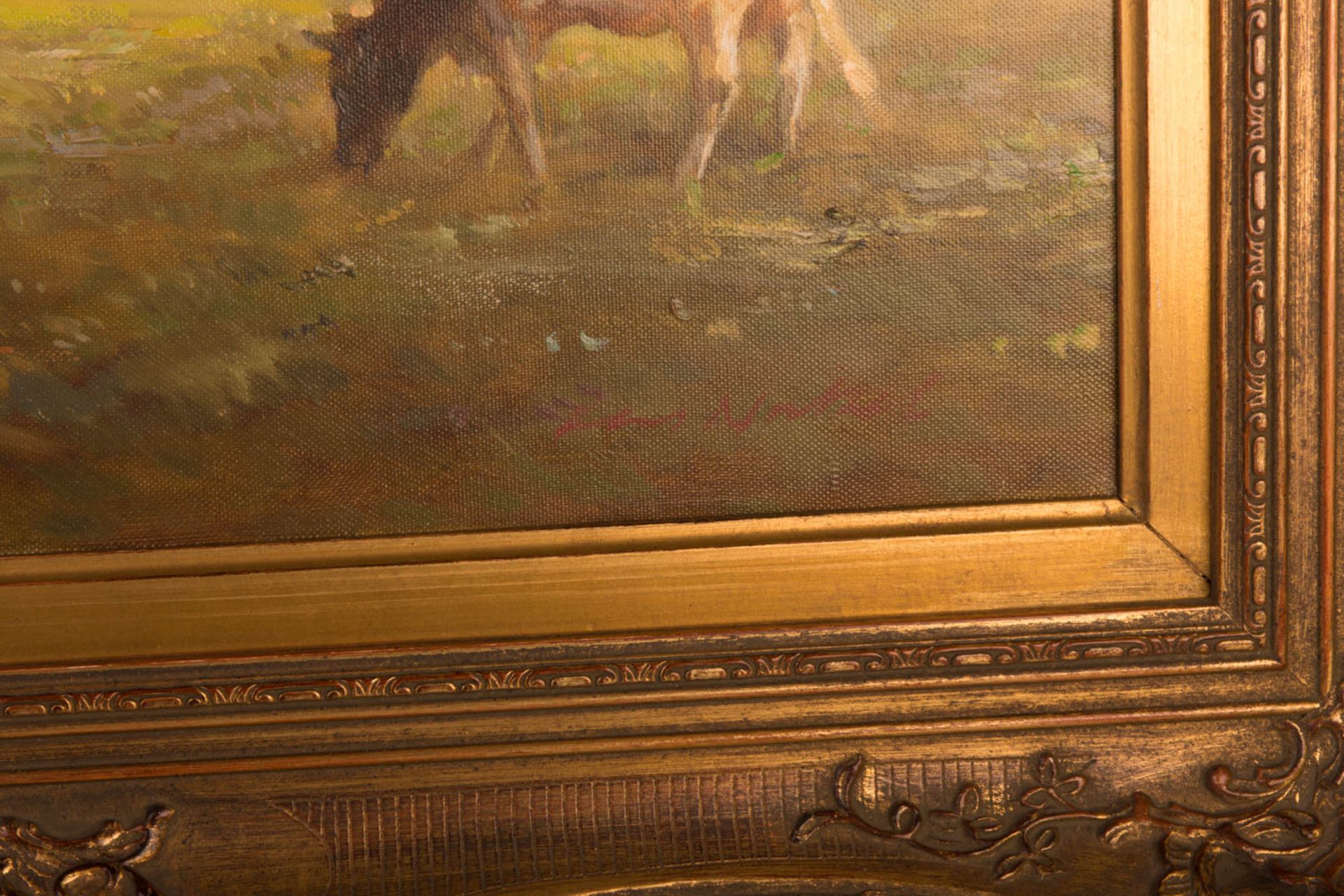 Hans Nickel, Kühe auf der Weide, Öl auf Leinwand, 20. Jhd. - Bild 2 aus 7