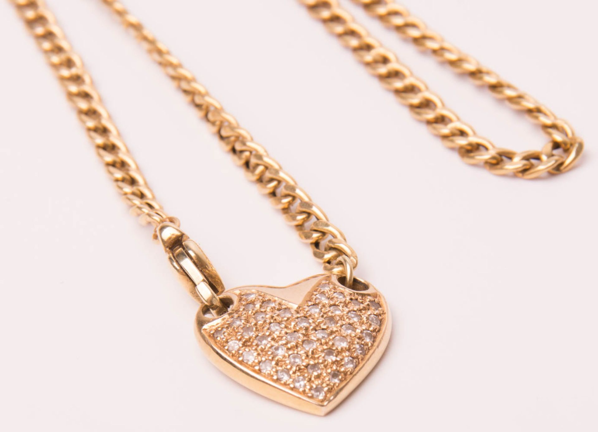Necklace with heart pendant, 585 yellow gold. - Image 2 of 3