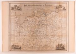 J. A. Bühler, Post, - Reise, - und Eisenbahnkarte von Deutschland, Stahltsich, 19./20. Jhd.