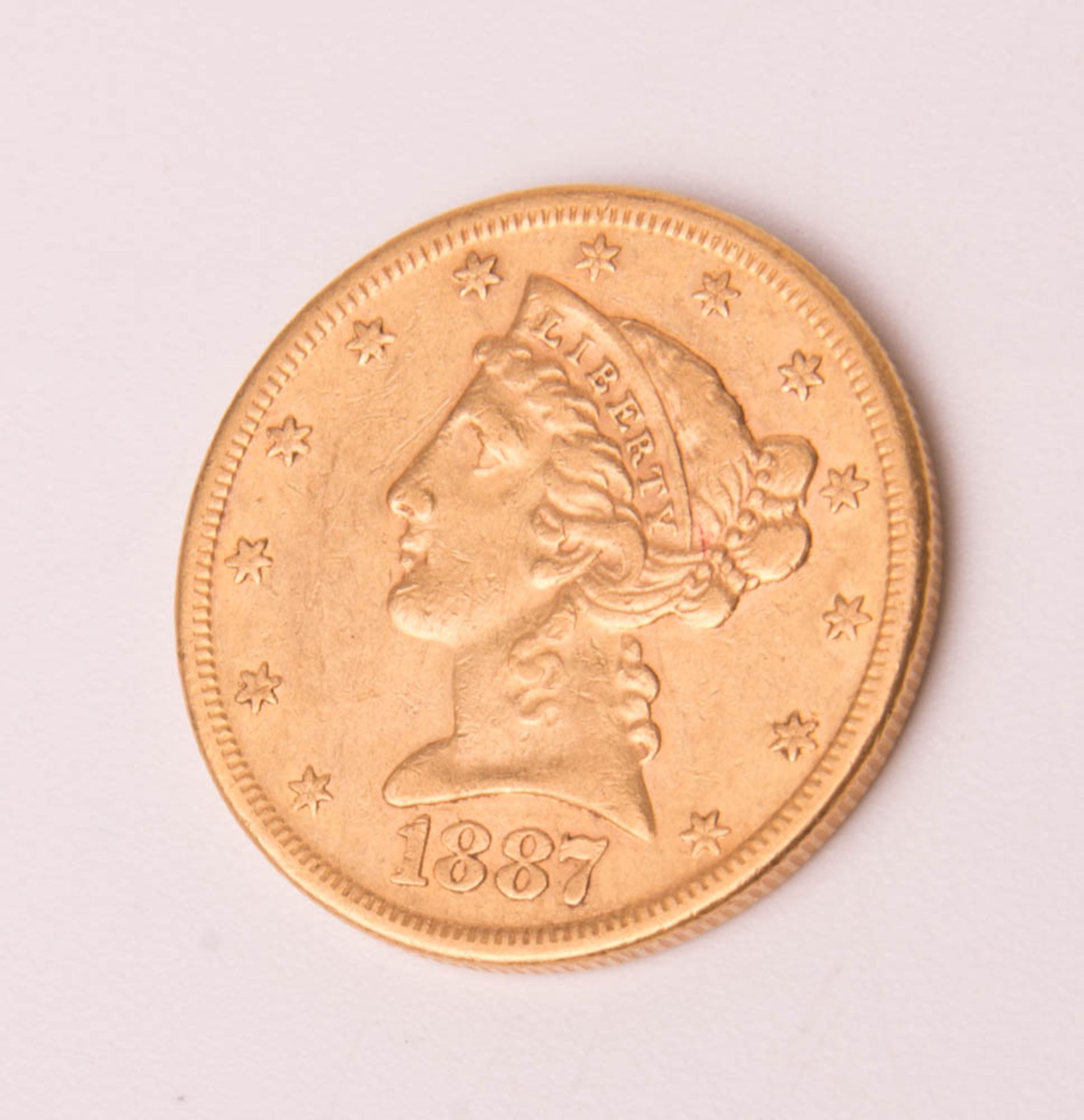 Goldmünze, US Five Dollar 1887, Liberty Head EF Uncertified.