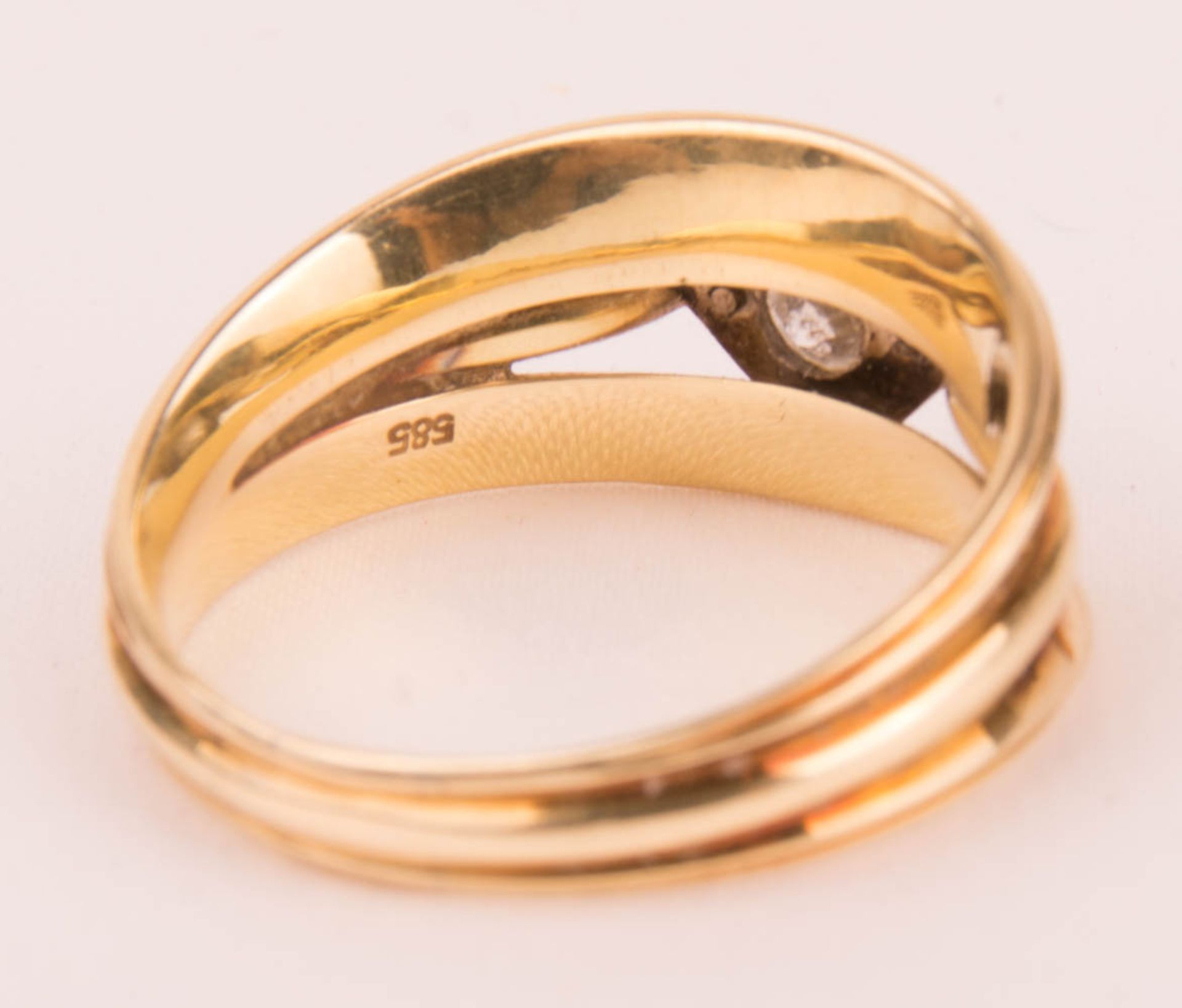 Wide ring with diamond, 585 white/yellow gold. - Image 4 of 4