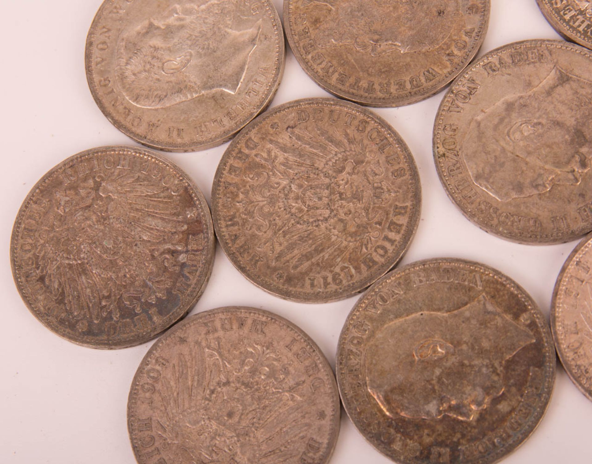 German Empire, 12 x 3 Mark, silver coins. - Image 2 of 3