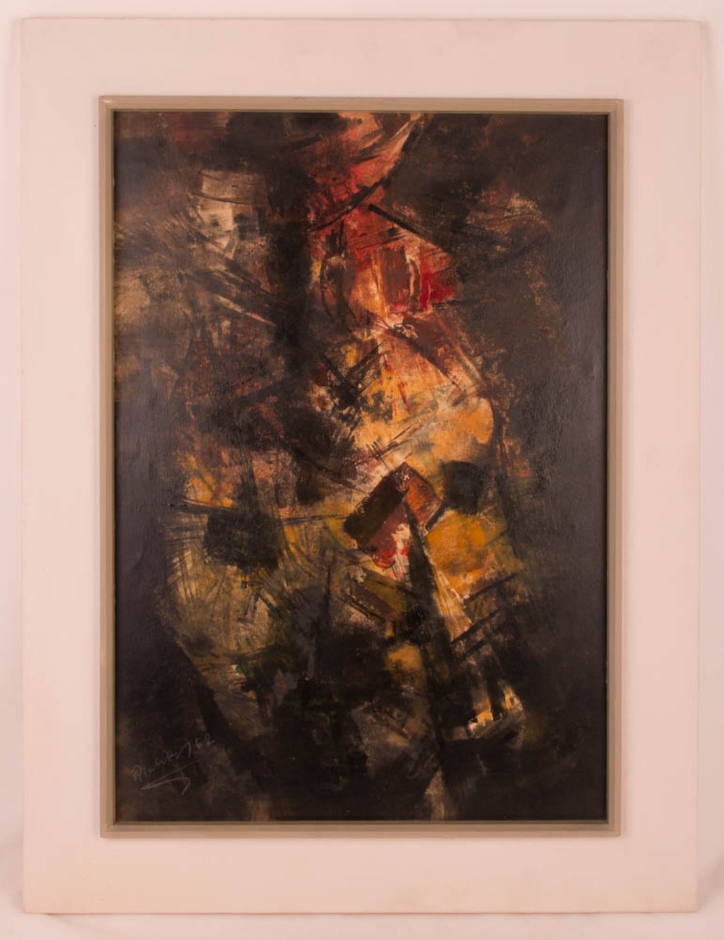 Gerenot Richter, abstrakte Komposition, Acryl auf Hartfaserplatte, 1962. - Bild 2 aus 6