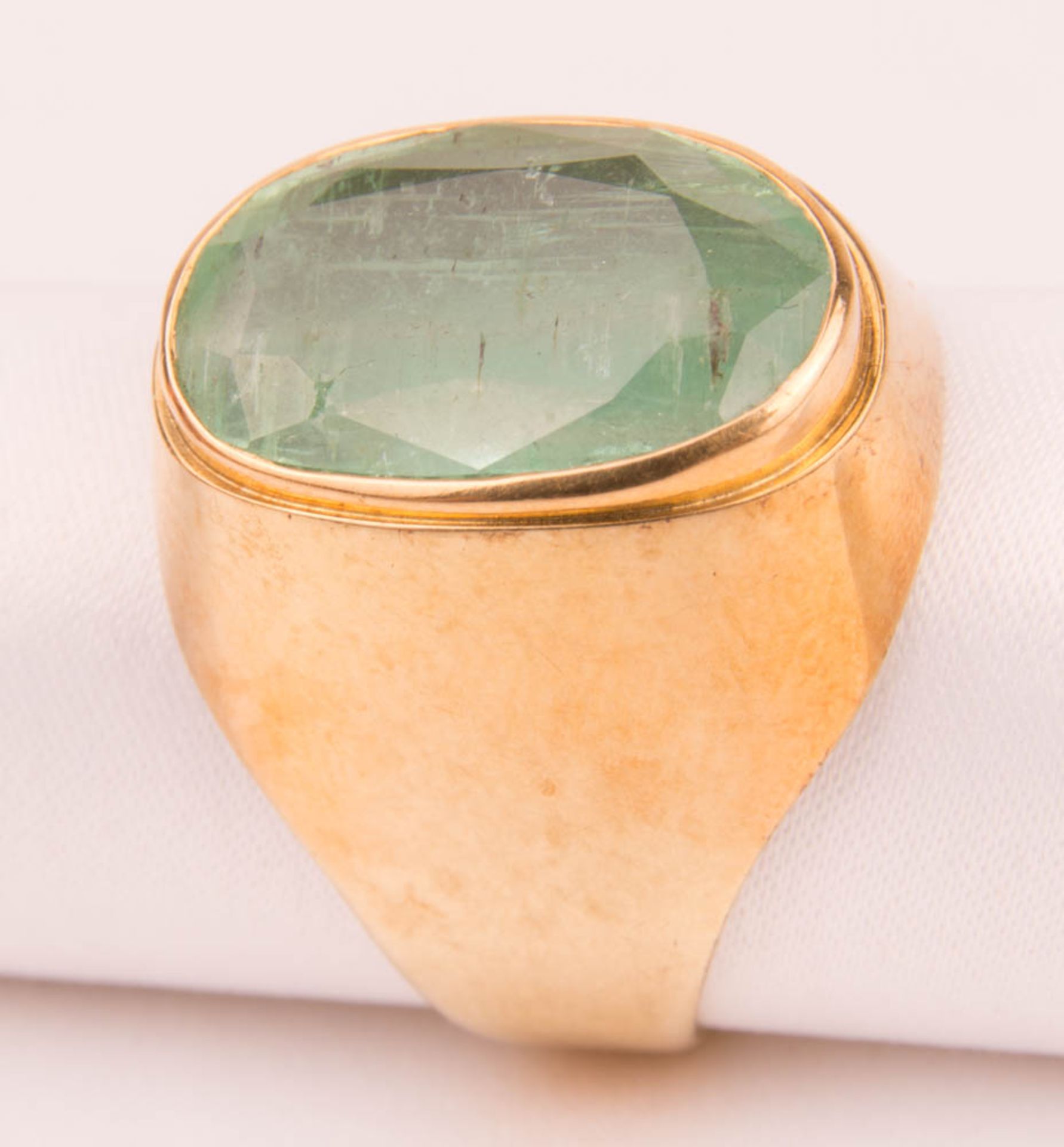 Special ring with large gemstone, 585 yellow gold.