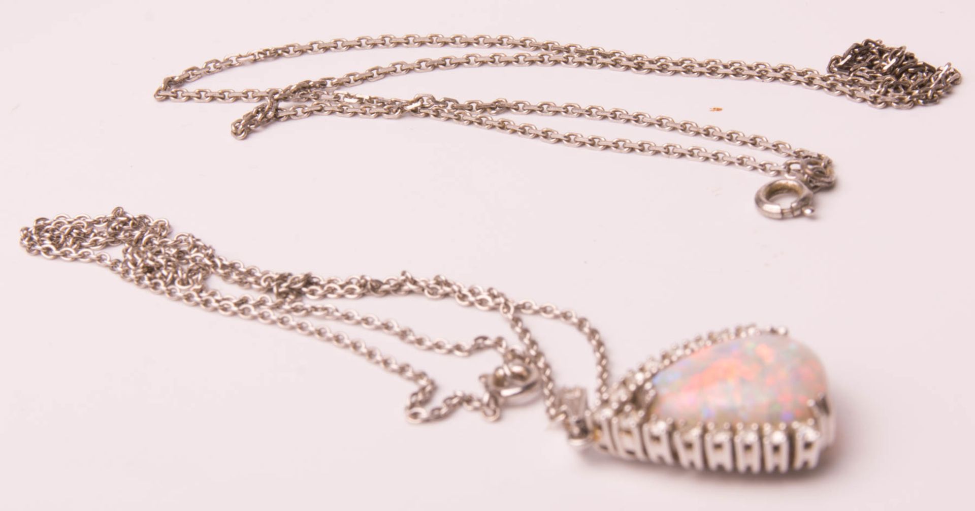 Necklace with large opal pendant, 750 white gold. - Image 6 of 7