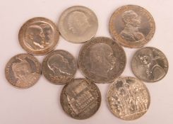 Convolute of silver coins, including Empire and GDR.