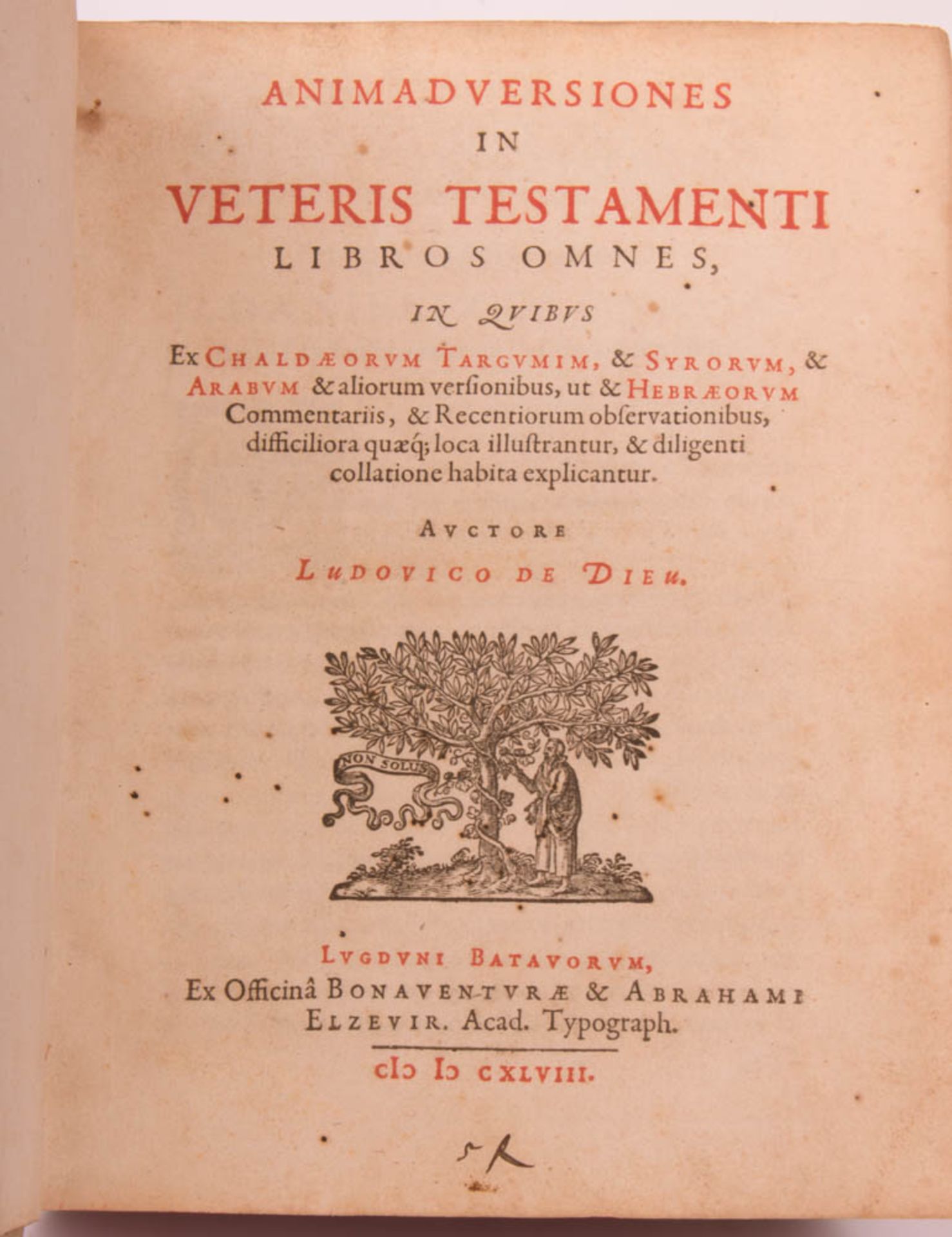 Ludovicus de Dieu, Animad Versiones in Veteris Testamenti, Lugundum Batavorum, 1648.