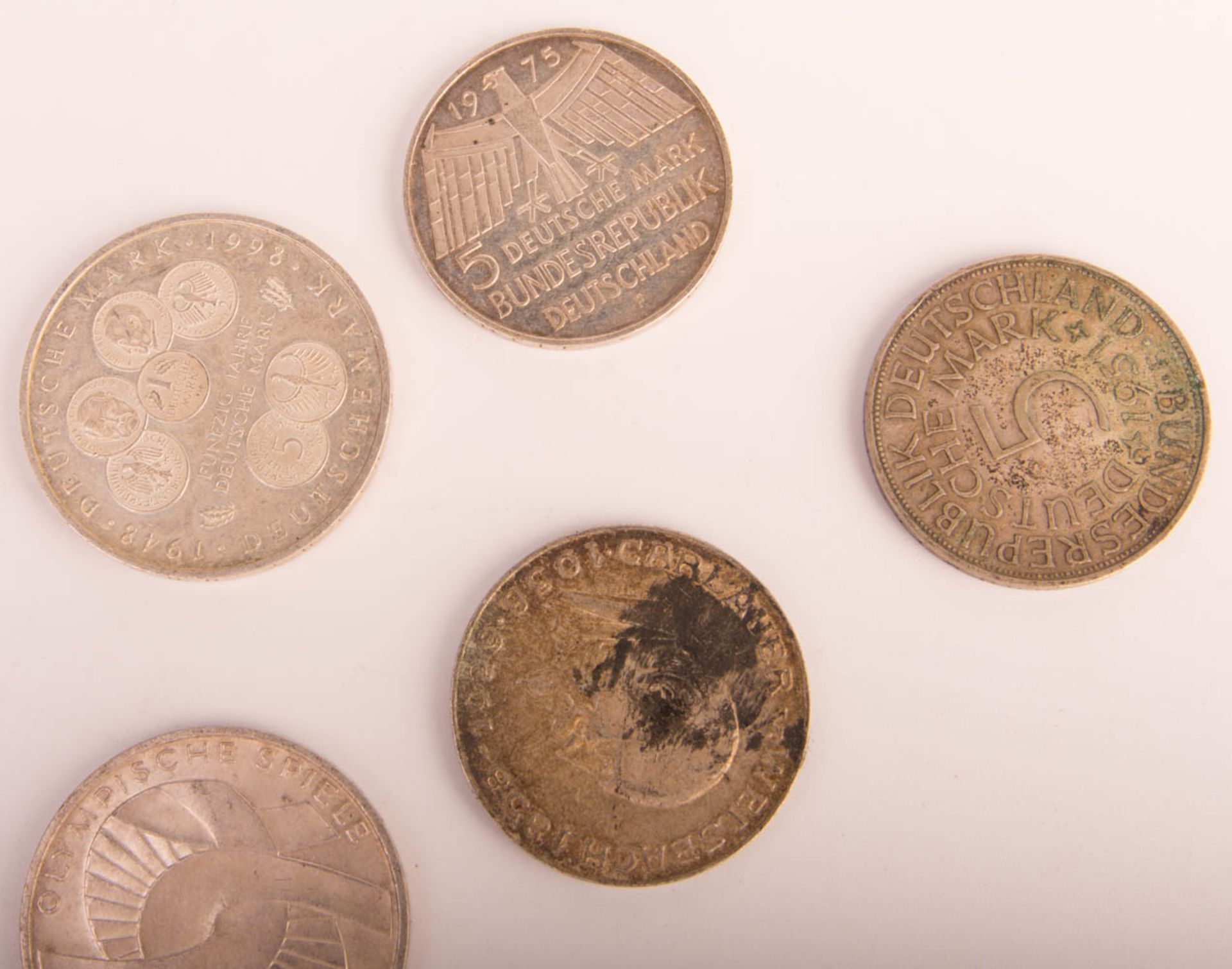 5 silver coins, German Mark etc. - Image 4 of 5