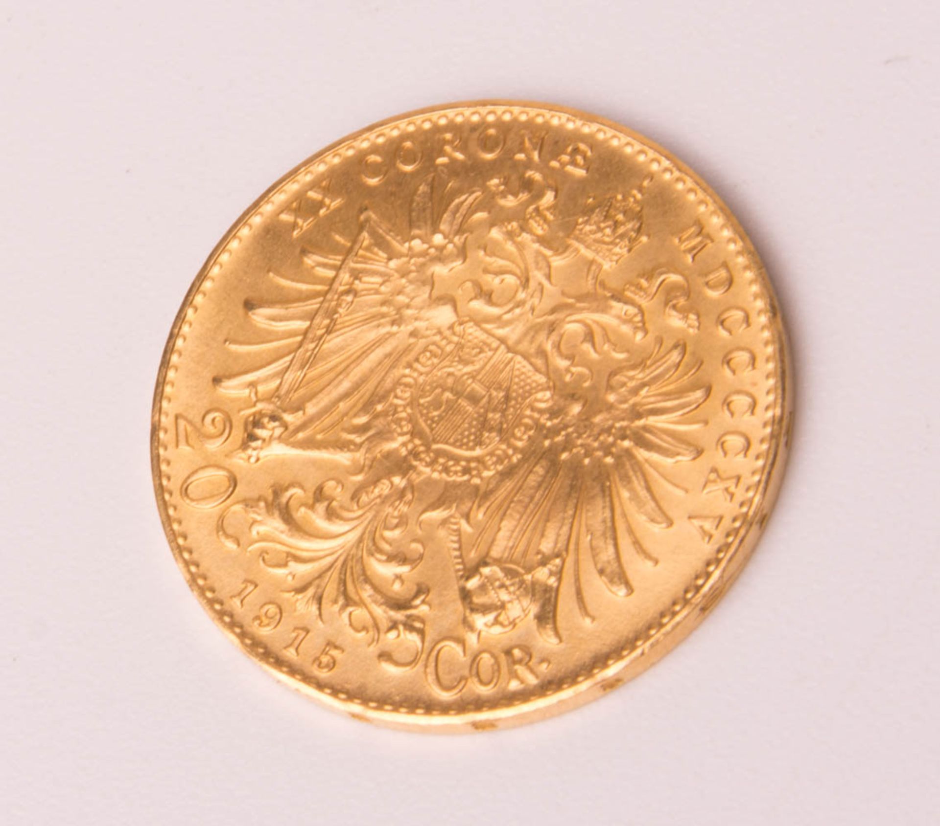 Gold coin 20 crowns, Austria, Emperor Franz Joseph I, 1915. - Image 2 of 3