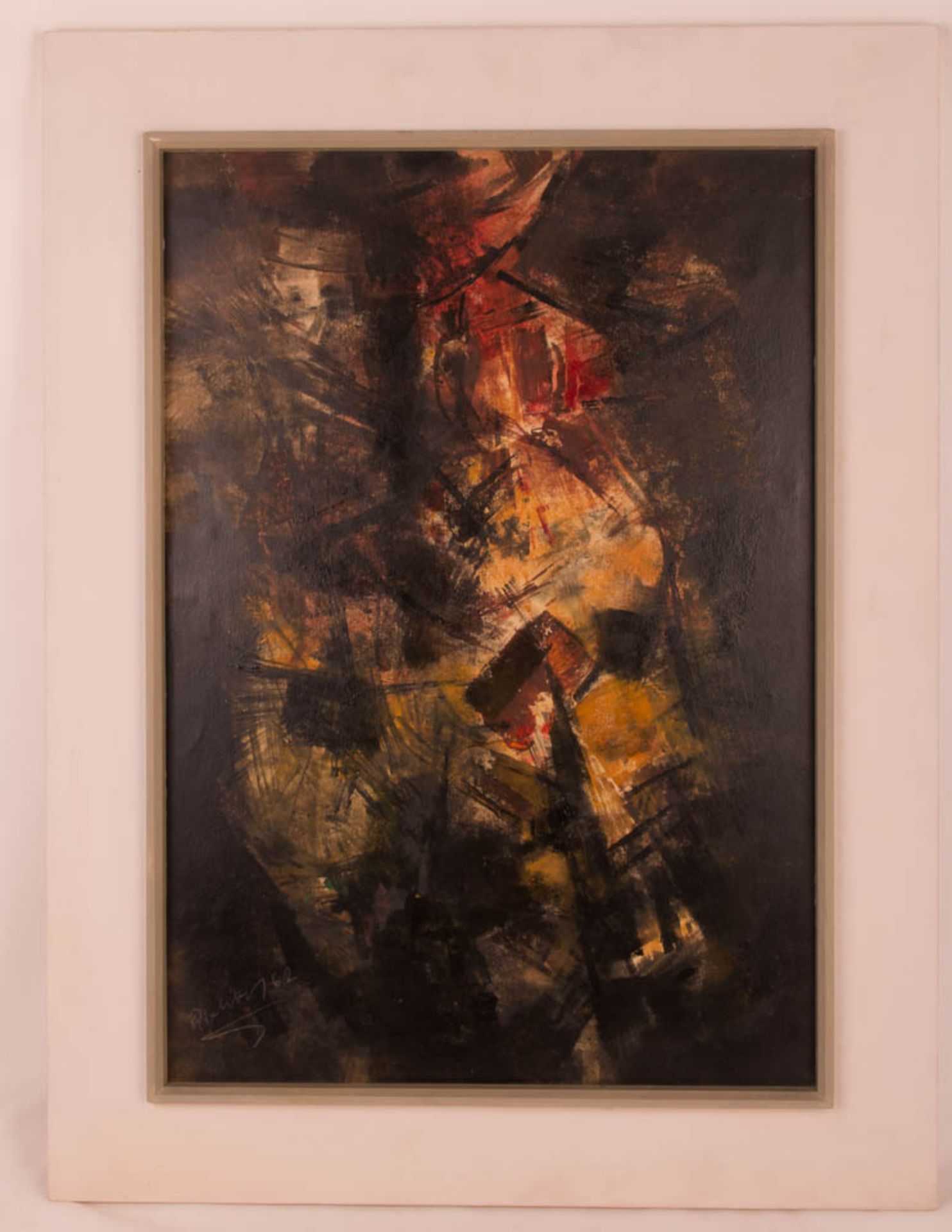 Gerenot Richter, abstrakte Komposition, Acryl auf Hartfaserplatte, 1962.