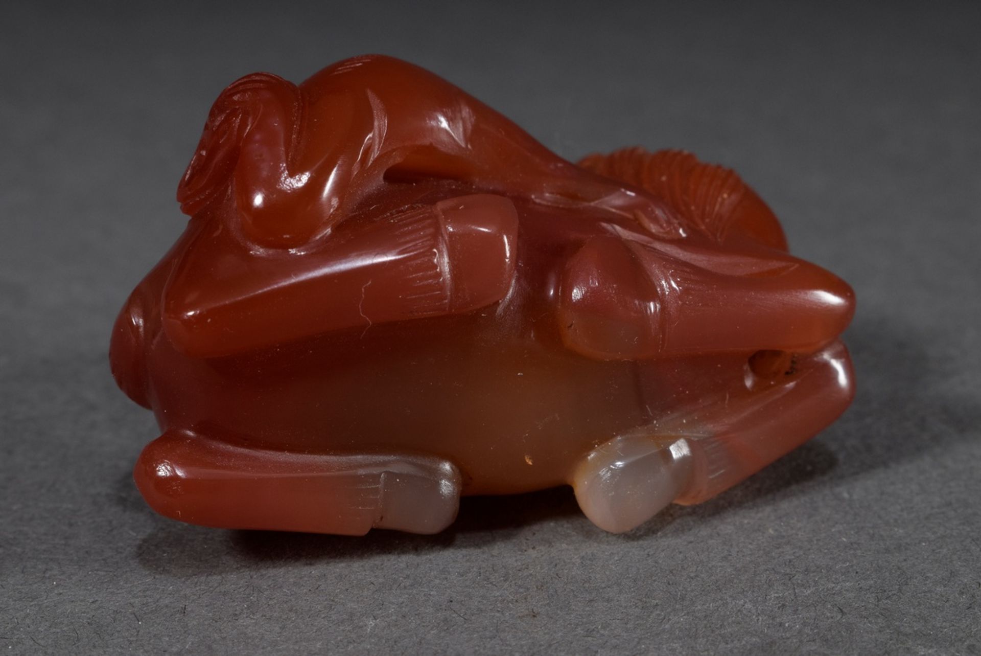Carved carnelian toggle "Horse and Monkey", China, 6x3,5cm - Image 4 of 4