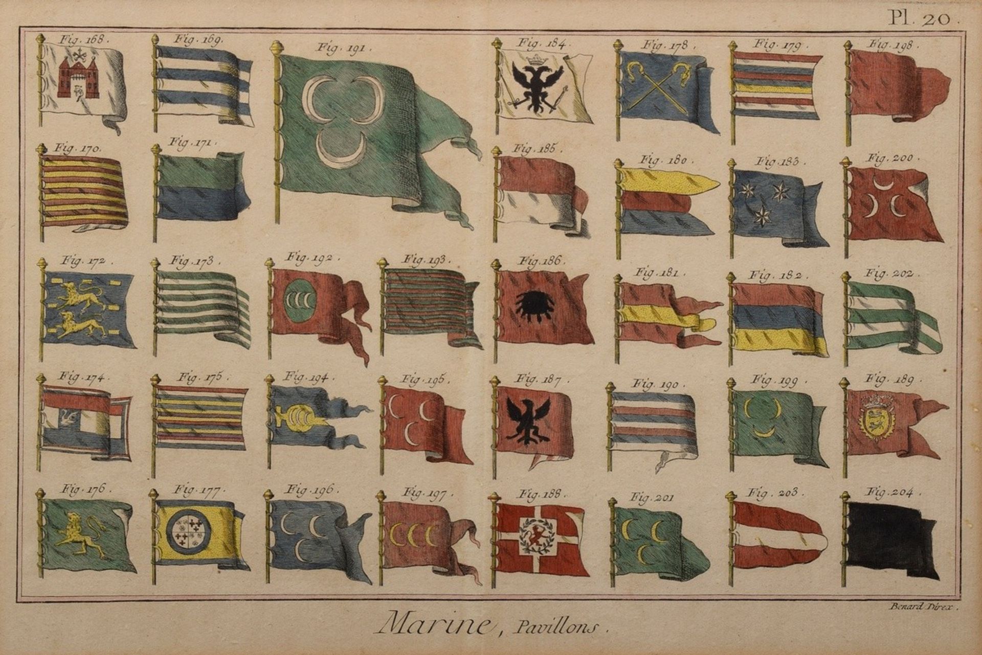 8 Benard, Robert (1734-c.1786) "Marine-Flaggen", colorierte Kupferstiche, je u. i.d. Platte sign.,  - Bild 10 aus 20