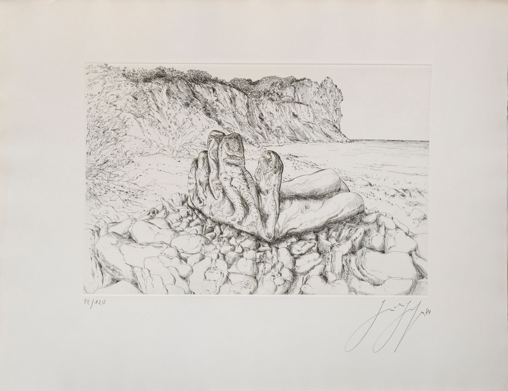 Grass, Günther (1927-2015) Mappe "Nachruf auf einen Handschuh - Sieben Radierungen von Günther Gras - Bild 4 aus 4