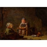 Drölling, Martin (1752-1817) "Zwei Kinder in der Küche", Öl/Leinwand, doubliert, u.r. sign., 24x33,