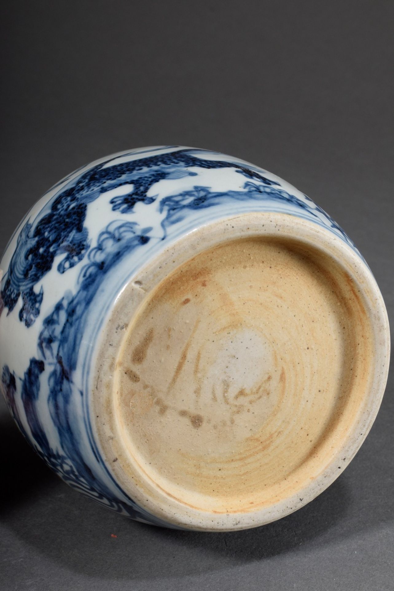 Ming brush cup with blue painting decoration "Dragon" in slightly bulbous form, Ming dynasty, exper - Image 2 of 4