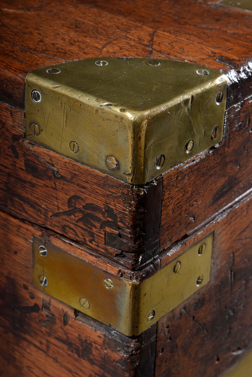 Old sea chest with brass strokes and fine patina, 19th c., front marked R.C.T. Bright, 55x81x56cm,  - Image 4 of 8
