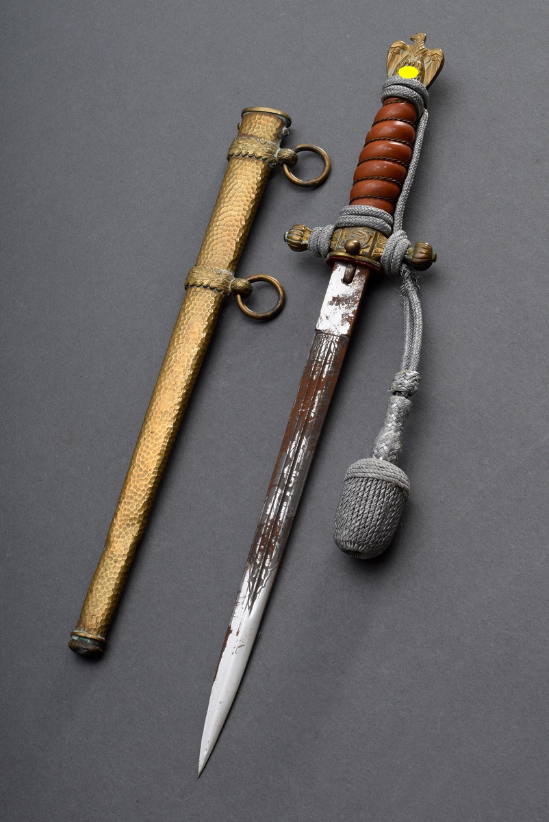 War Navy officer's dagger, model M 1938, with etched blade (rust traces), orange handle with wire w - Image 5 of 8