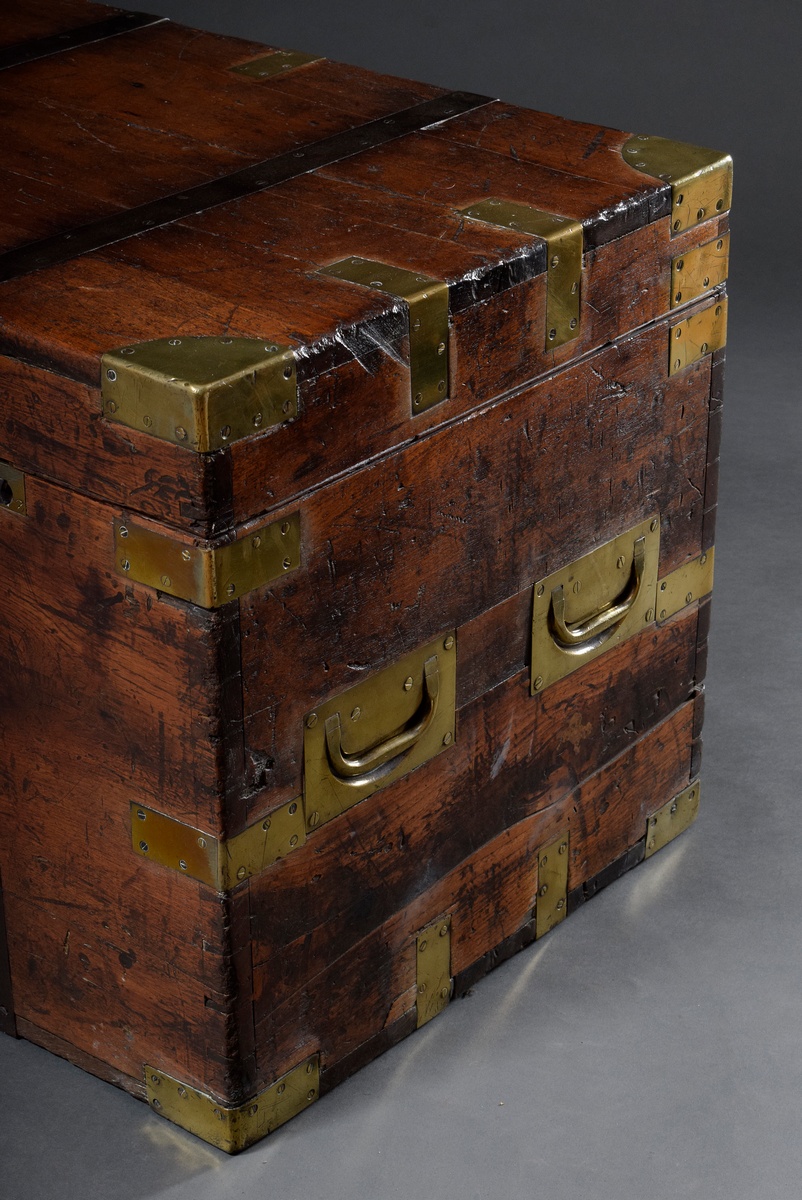 Old sea chest with brass strokes and fine patina, 19th c., front marked R.C.T. Bright, 55x81x56cm,  - Image 2 of 8