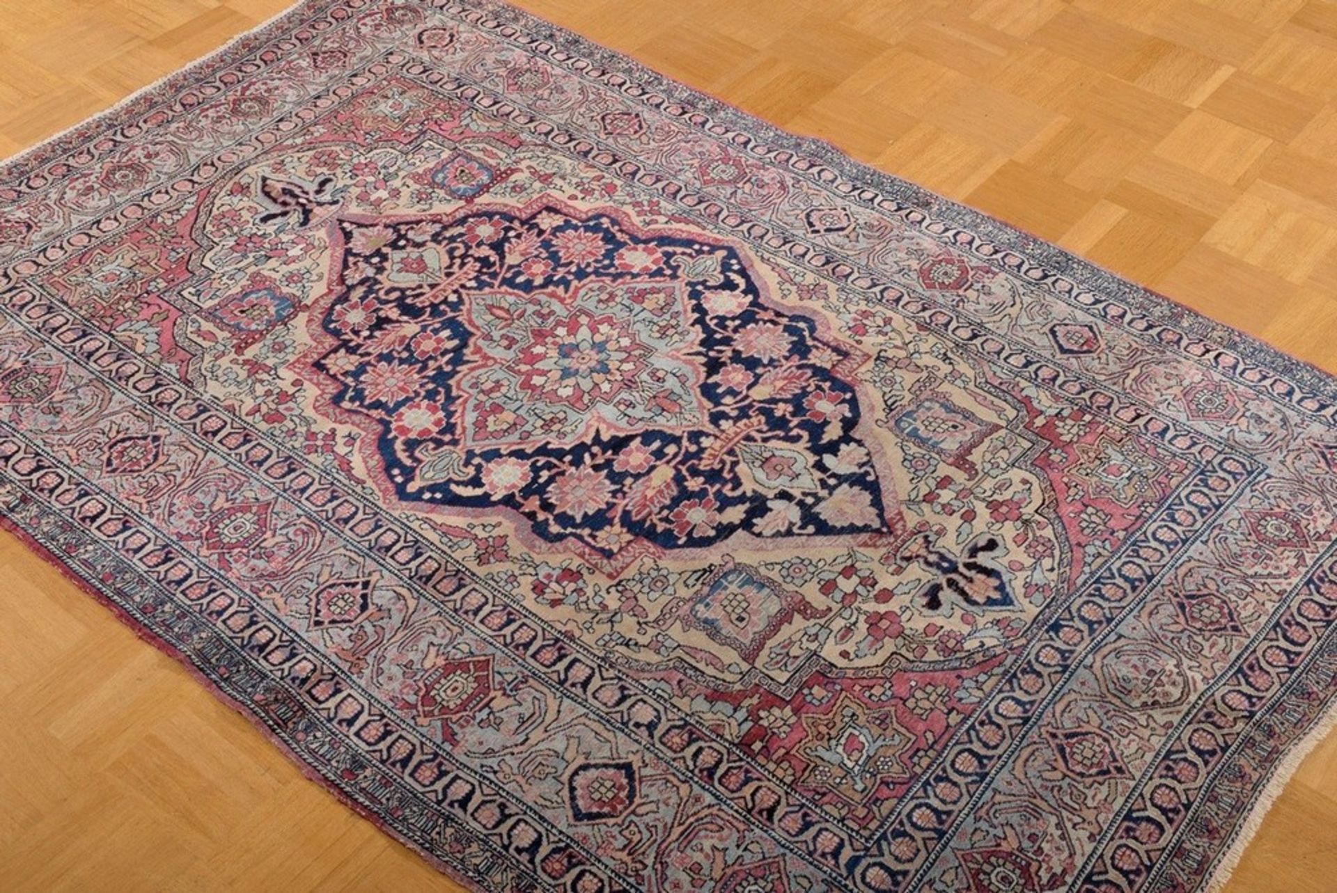 A very finely woven carpet from Tehran, with a densely closed velvet-like pile in pastel colours, d - Image 2 of 7