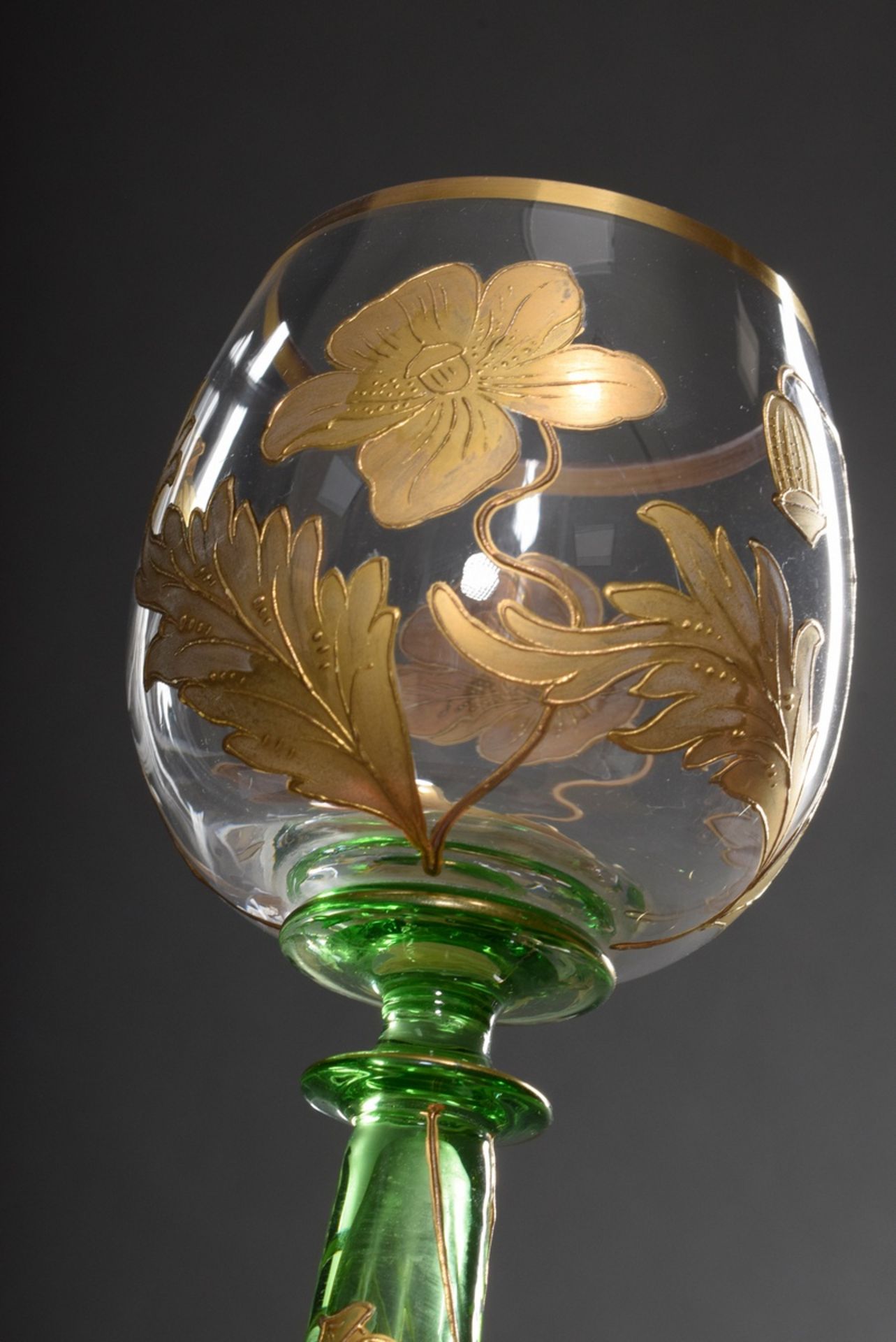 3 Diverse Jugendstil Stängelglaser in verschiedenen Ausführungen mit floraler und ornamentaler Gold - Bild 4 aus 7