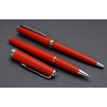 2 Diverse Montblanc Schreibgeräte „Pix Red“: Kugelschreiber und Rollerball, z.T. mit Original Boxen