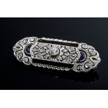 Feine Art Deco GG 750/Platin 950 Nadel mit Altschliffdiamant und 8 kleinen Diamantrosen (zus. ca. 0