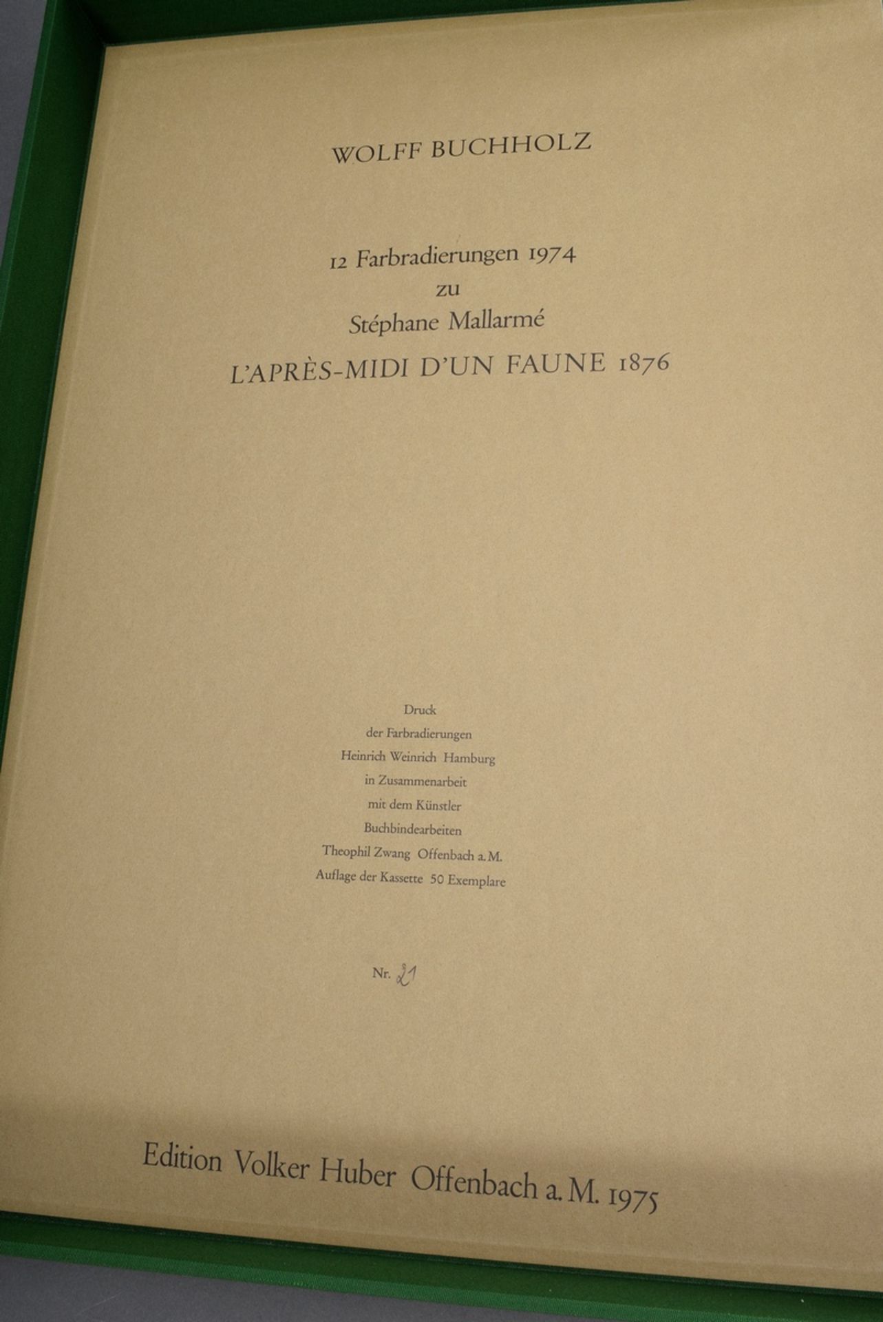 Buchholz, Wolff (*1935) "12 Farbradierungen zu Stéphane Mallarmé - L'Après-Midi d'un faune" 1974/75 - Bild 3 aus 3