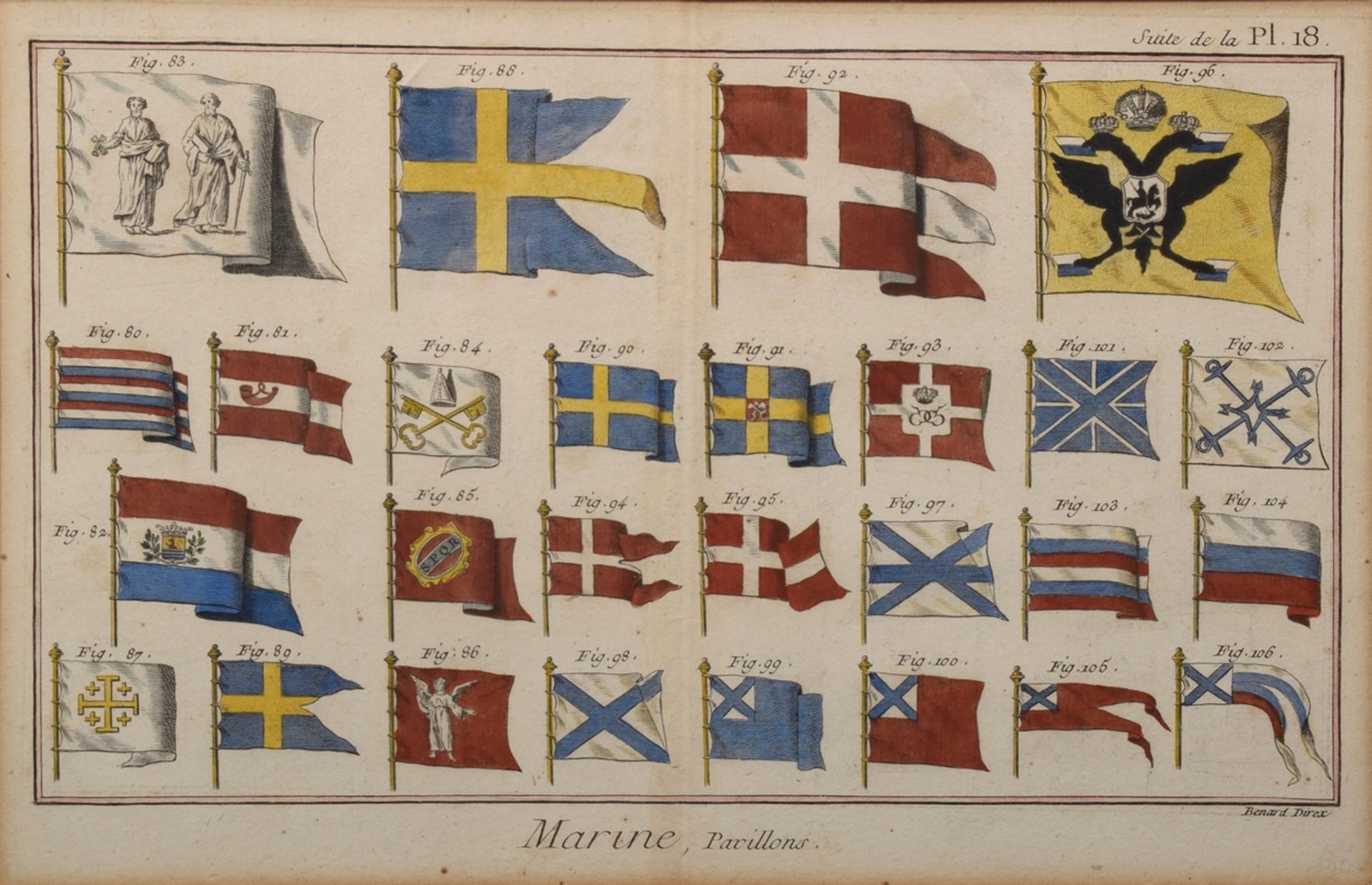 8 Benard, Robert (1734-c.1786) "Marine-Flaggen", colorierte Kupferstiche, je u. i.d. Platte sign.,  - Bild 7 aus 20