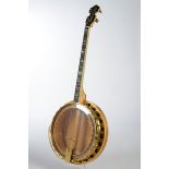 Tenor Banjo, Este Banjos Felix Starke/Hbg., Modell de Luxe, Seriennummer 161, Ahorn, vergoldete und