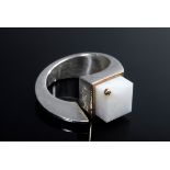 Silber 925/RG 750 Ring mit Alabastermarmor, Michael Zobel, 13,3g, Gr. 57