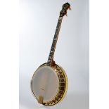 Tenor Banjo, The Vega Co., Boston Massachusetts, Modell Vegaphone Soloist, Seriennummer 95222, verg