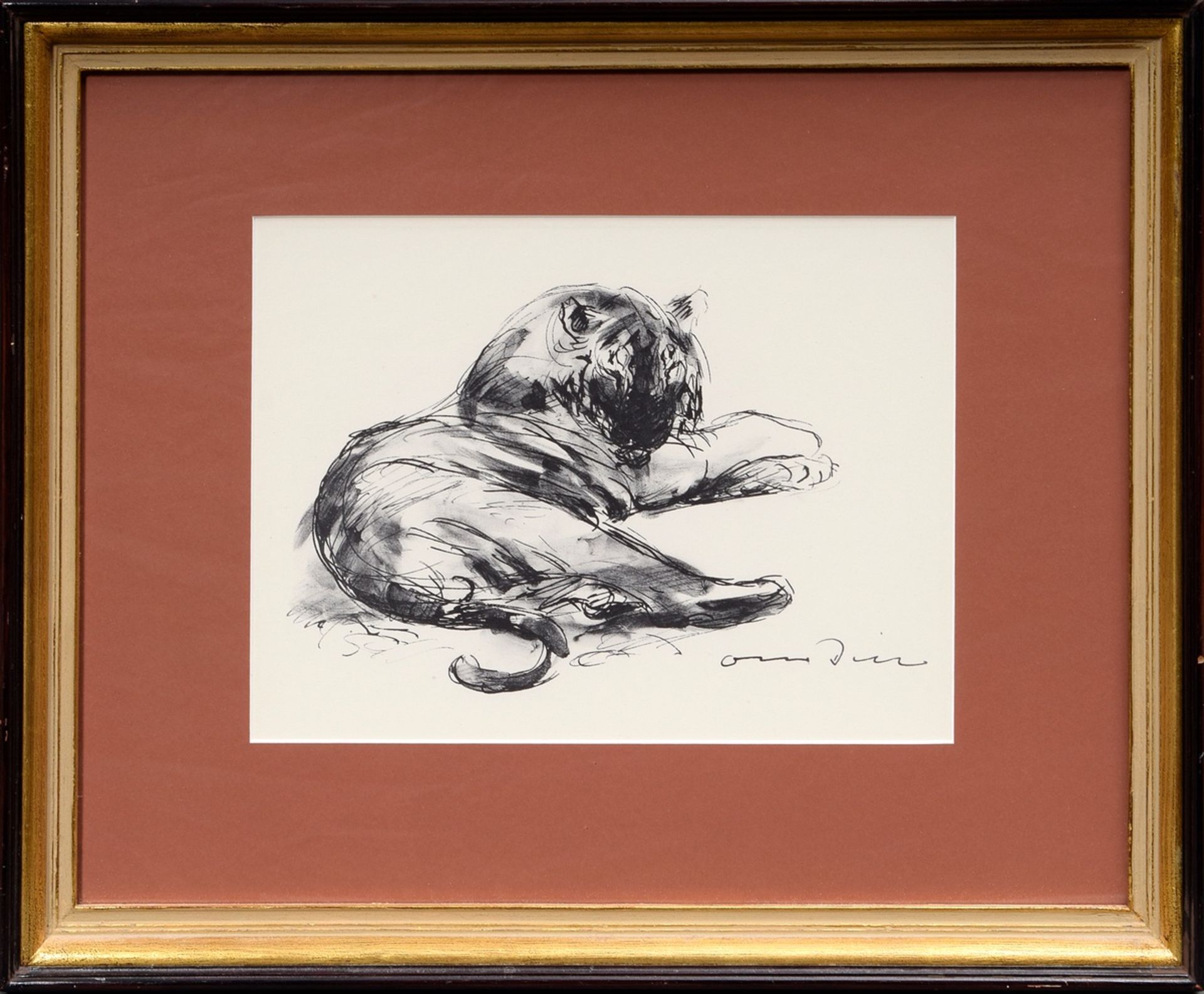 Dill, Otto (1884-1957) "Liegender Tiger", Lithographie, u.r. im Stein sign., 22x30cm (m.R. 40,5x51c