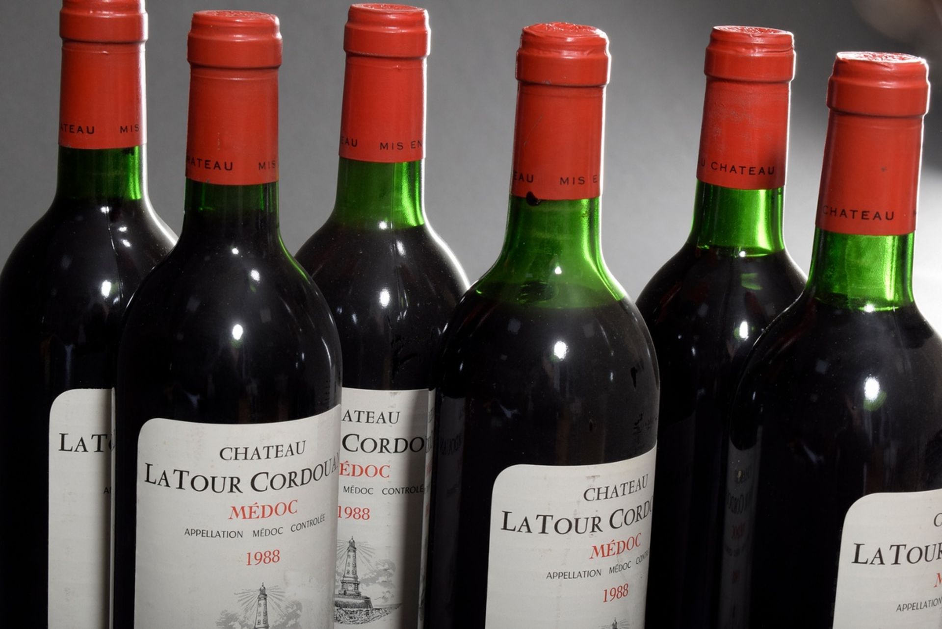 6 bottles 1988 Chateau la Tour Cordouan, Medoc, Bordeaux, Red wine, 0,75l, contains sulfites - Image 3 of 3