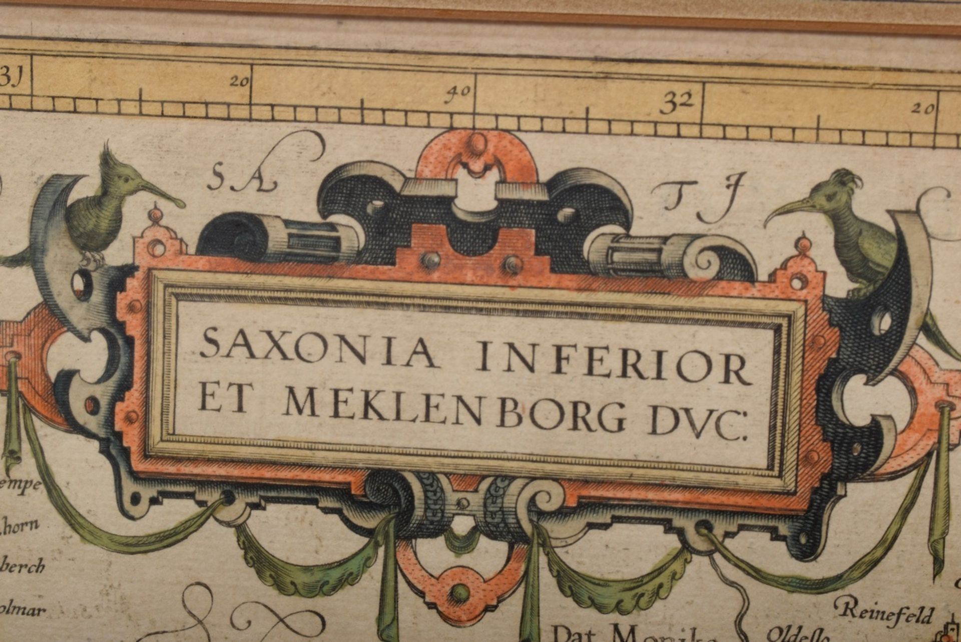 Mercator, Gerhard (1512-1594) "Saxonia Inferior et Meklenborg Duc", colorierter Kupferstich, 35x45, - Bild 3 aus 3