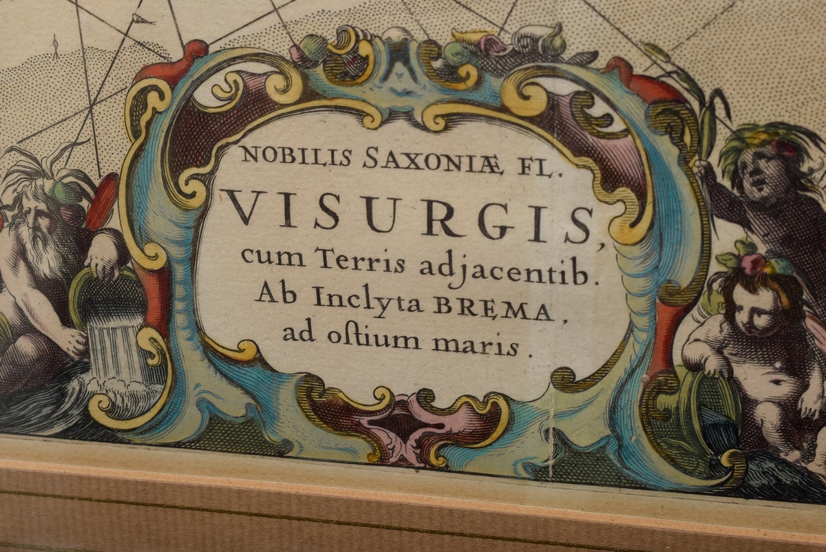 Loon, Johannes van (c. 1611-1686) "Nobilis Saxonia Fl. Visurgis ..." (Weser estuary), colored coppe - Image 3 of 4