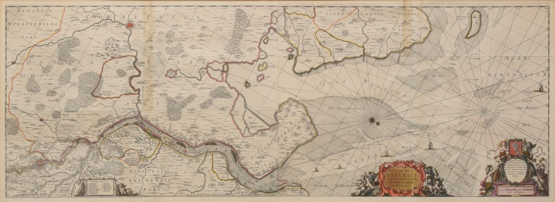 Loon, Johannes van (c.1611-1686) "Nobilis Saxoniae Fl. Visurgis..." (Wesermündung), ungenordete See