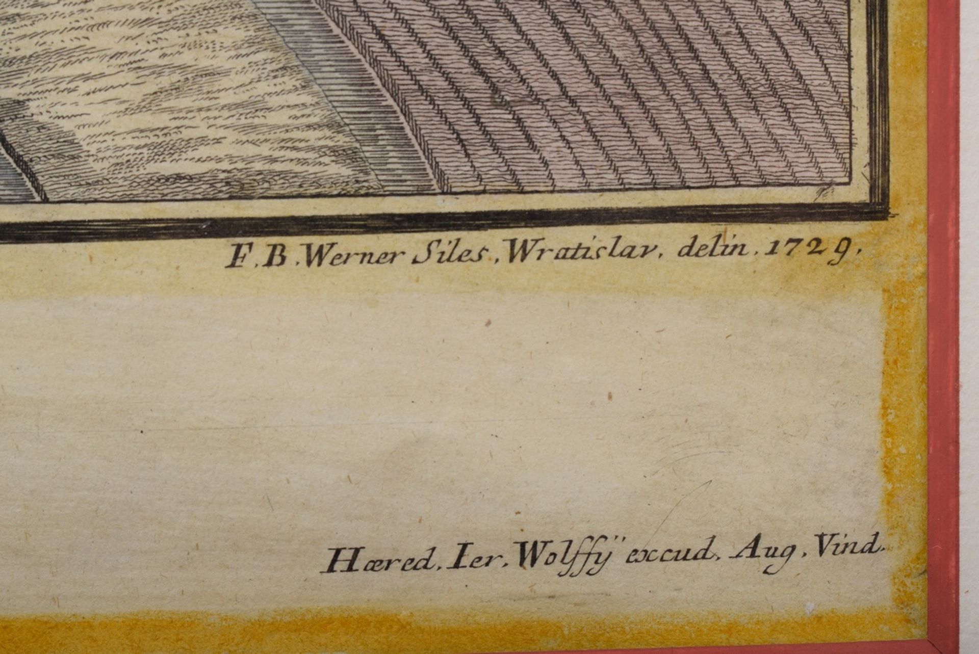 Werner, Friedrich Bernhard (1690-1776) Panorama "Bremen" 1729, colorierter Kupferstich, 35,5x101cm  - Bild 3 aus 3