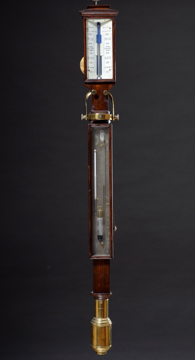 Cardanic suspended ship's barometer with sympiesometer (invented 1818 Alexander Adir) in mahogany c - Image 3 of 10