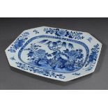 Oktogonale Platte mit Blaumalereidekor "Garten", Qianlong Periode, China Mitte 18.Jh., 3,5x34x26cm,