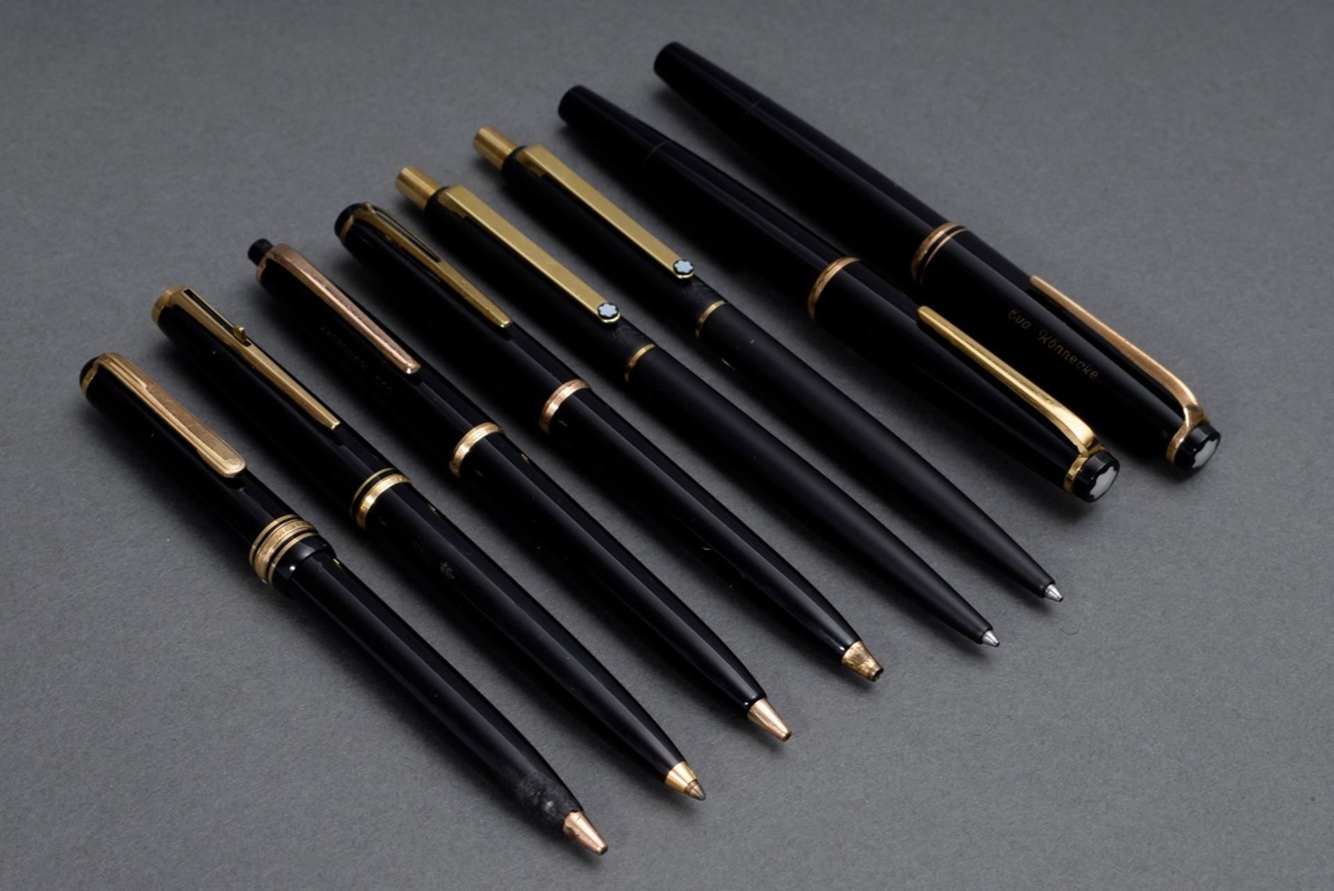 8 Diverse Montblanc Schreibgeräte (teilweise personalisiert): 2 Füllfederhalter, 4 Kugelschreiber u - Bild 2 aus 3