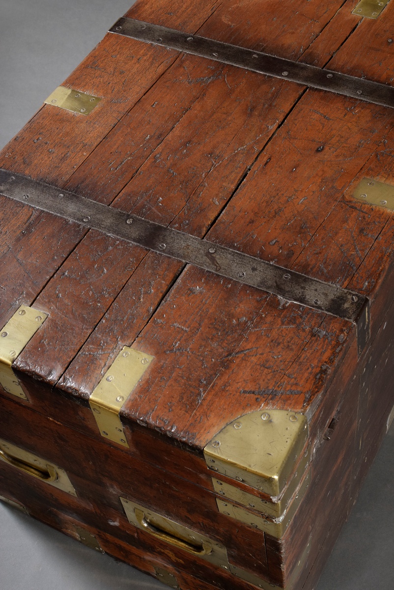 Old sea chest with brass strokes and fine patina, 19th c., front marked R.C.T. Bright, 55x81x56cm,  - Image 8 of 8