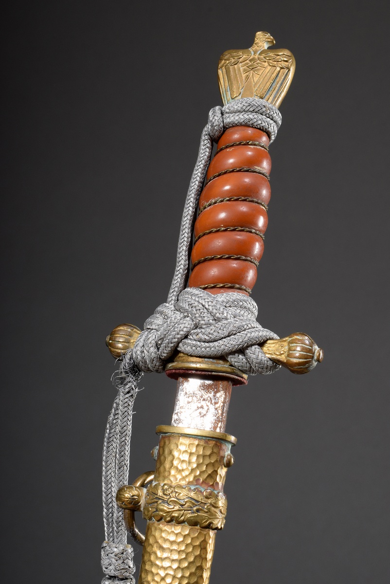 War Navy officer's dagger, model M 1938, with etched blade (rust traces), orange handle with wire w - Image 3 of 8