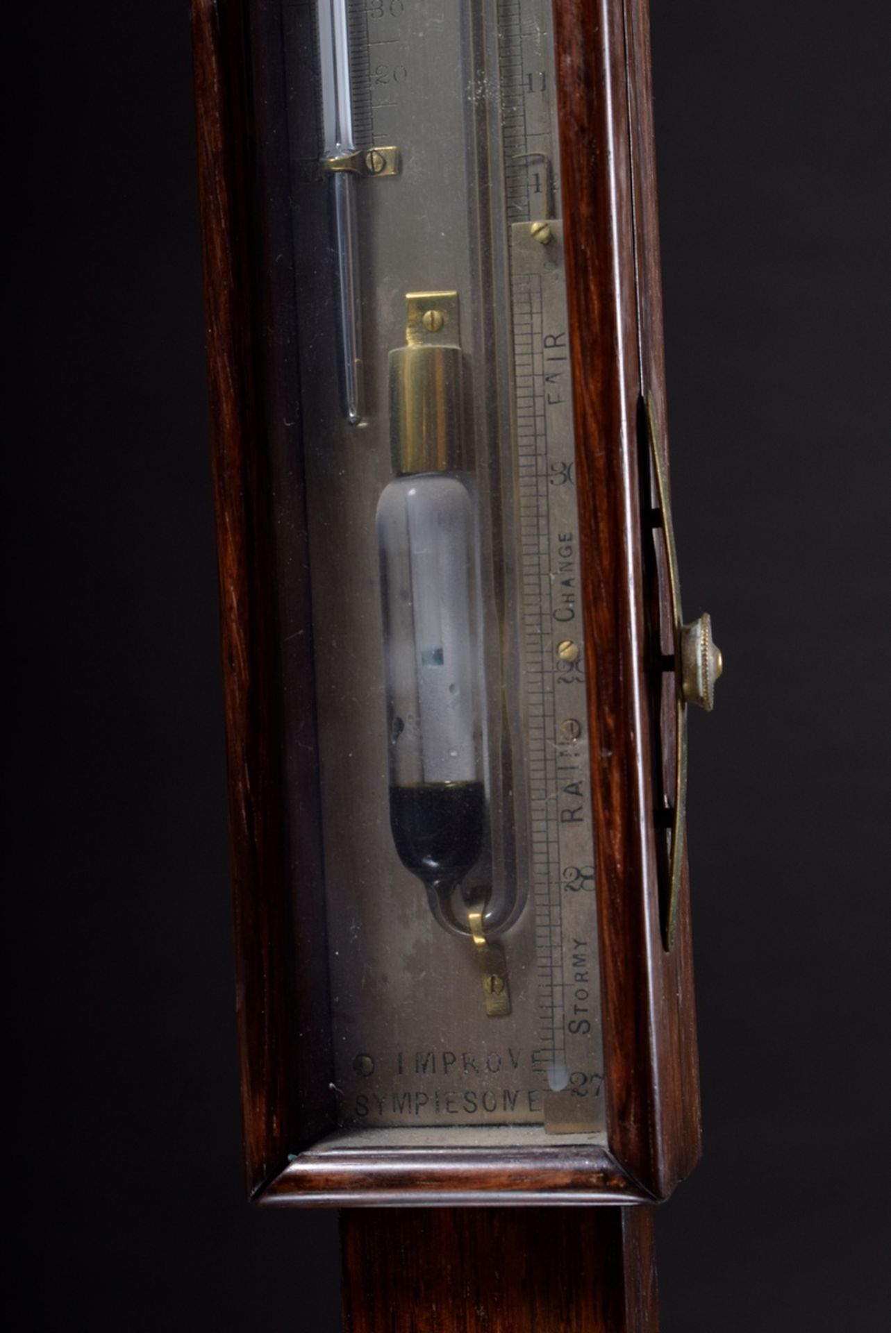 Kardanisch aufgehängtes Schiffs-Barometer mit Sympiesometer (erfunden 1818 Alexander Adir) in Mahag - Bild 4 aus 10