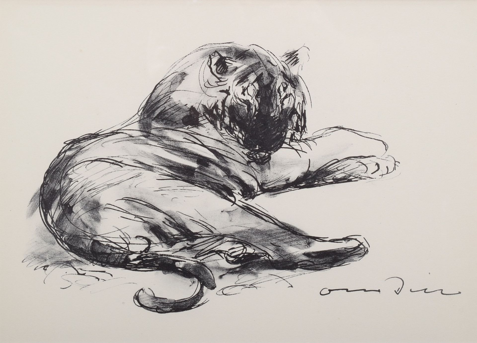 Dill, Otto (1884-1957) "Liegender Tiger", Lithographie, u.r. im Stein sign., 22x30cm (m.R. 40,5x51c - Bild 2 aus 4