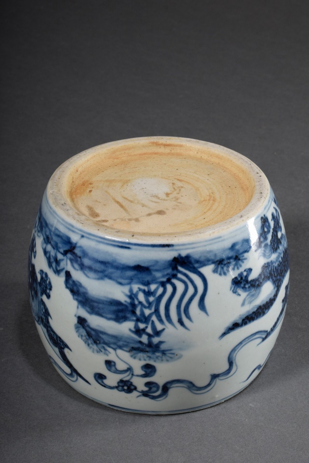 Ming brush cup with blue painting decoration "Dragon" in slightly bulbous form, Ming dynasty, exper - Image 4 of 4