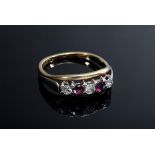 Schmaler WG/GG 585 Ring mit 2 Rubinen und 3 Brillanten (zus. ca. 0.21ct/SI-P/TCR-C), 3,6g, Gr. 57