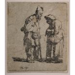 Van Rijn, Rembrandt H. (1606-1669) "Bettler und Bettlerin in Unterhaltung" 1630, Radierung/graues T