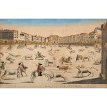 Guckkastenbild „Vue des Coursse Espagnol dans la grande place Mayor a Madrid“, um 1780, colorierter