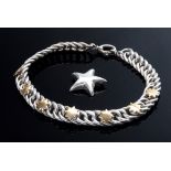 2 Diverse Teile modischer Silber 925 Schmuck: Panzerketten Collier mit RG 750 "Sternen" (75g, L. 39